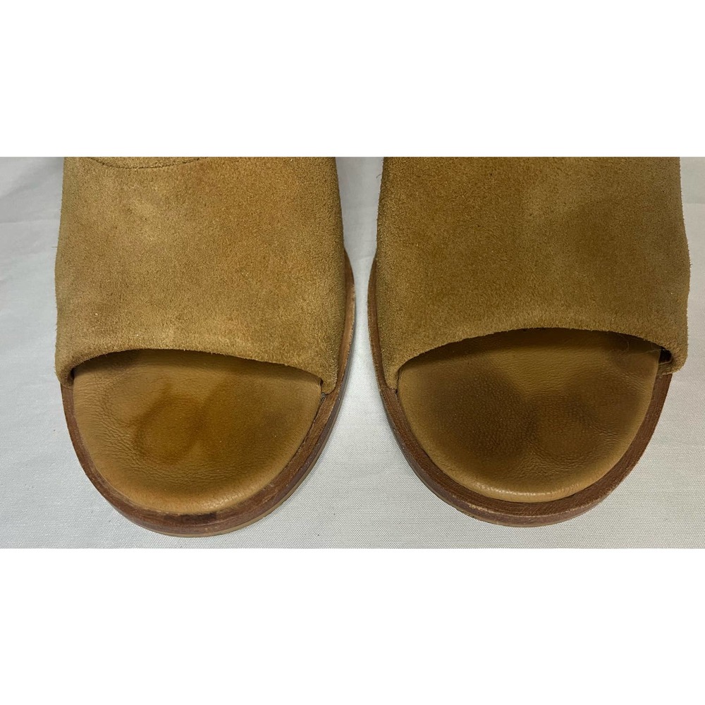 UGG Ginger Booties Open Toe Brown Suede with Suede heel Womens Size 9.5 - Picture 7 of 9